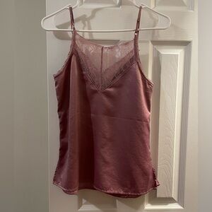 Women’s Mauve Purple Slick and Lace Tank Top